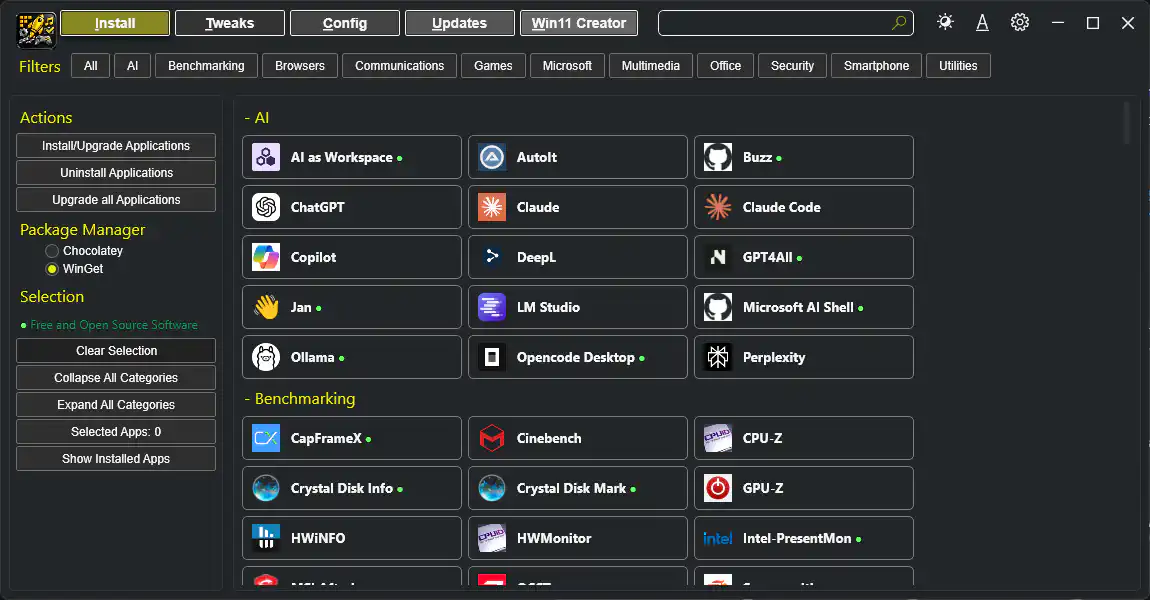 Clear app selections