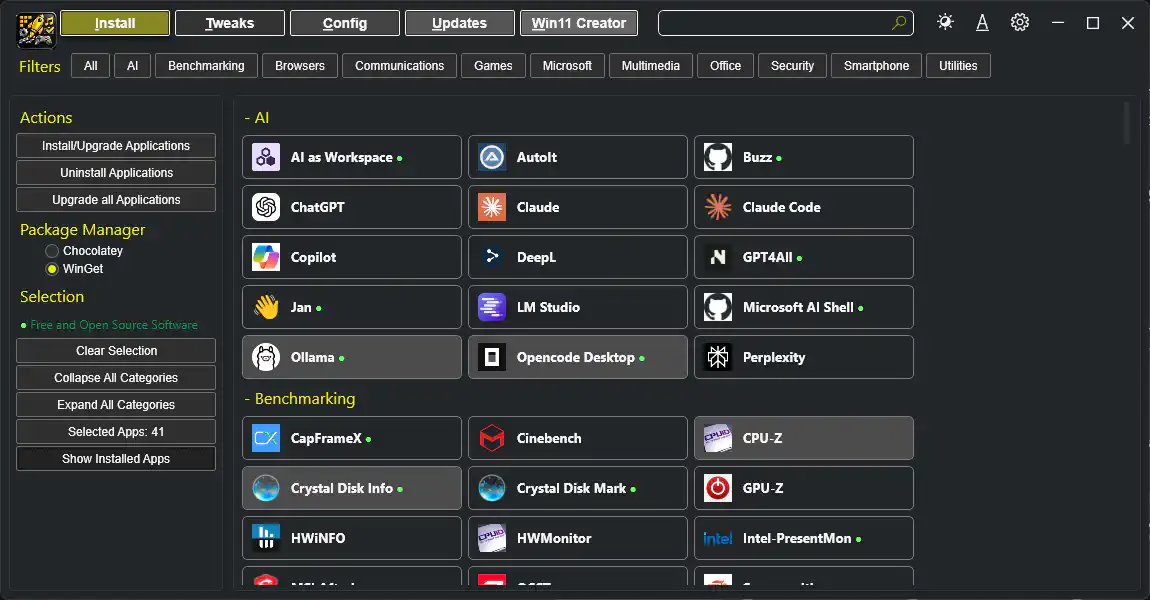 Show installed apps