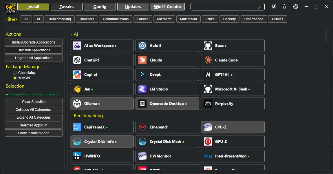 Uninstall selected applications